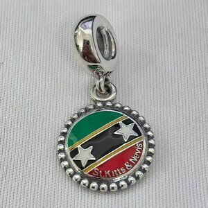 Pandora St. Kitts and Nevis Flag Dangle Charm, S925 Silver Jewelry